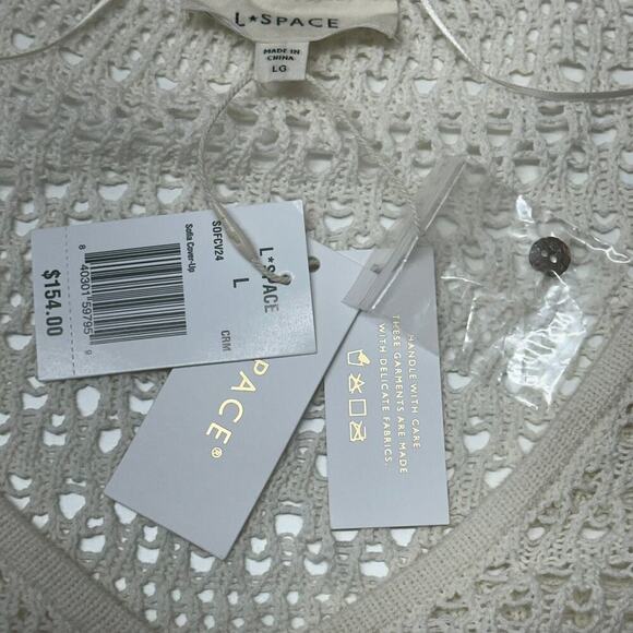 NWTs  L*SPACE Sofia Cover-Up Button Down Cardigan in cream (L) - Picture 9 of 12